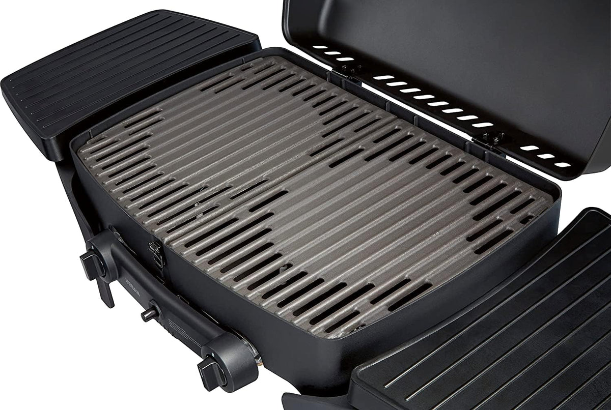 Enders Urban Przenośny Grill Gazowy, Grill Stołowy, 2-palnikowy Grill Gazowy z Pokrywą, Termometrem i Składanymi Półkami Bocznymi, Grill Gazowy do Kempingu, Ogrodu, na Zewnątrz, 30 mbar #209533