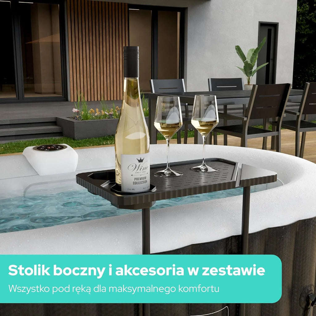 Arebos Nadmuchiwane spa z oświetleniem LED | Nadmuchiwane | Do użytku wewnętrznego i zewnętrznego | 190x120 cm Owalne | 2 osoby | 90 dysz masujących | Z ogrzewaniem | 550 litrów | Pokrywa w zestawie | Spa bąbelkowe