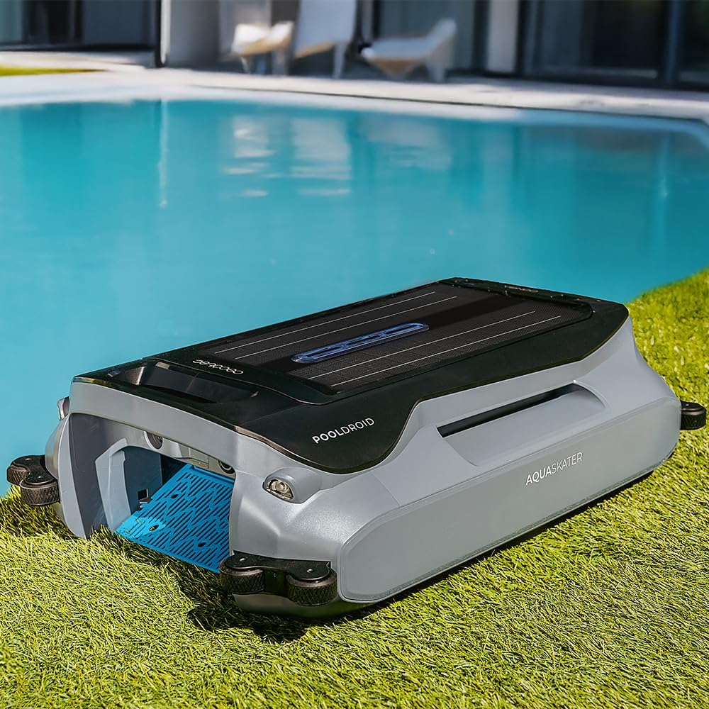 Robot basenowy Cecotec do powierzchni i linii wodnej Conga Pooldroid AquaSkater. Ładowanie słoneczne, 16h autonomii, kosz 4,5l i filtr 187,5μm, nawigacja ultradźwiękowymi czujnikami