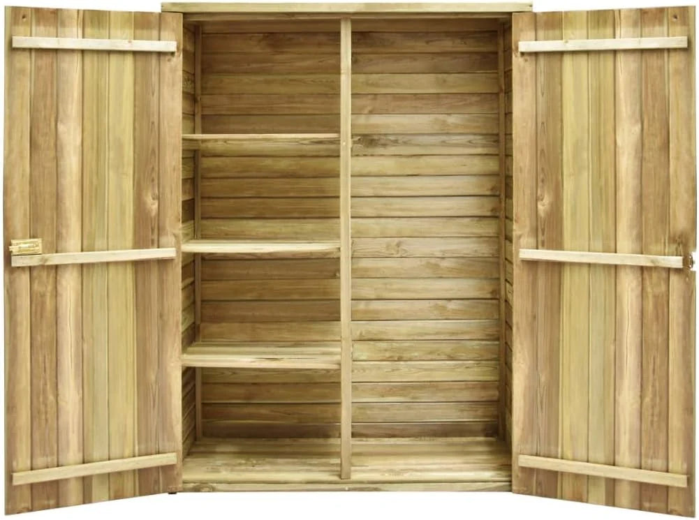 Tidyard Szopa Narzędziowa Ogrodowa Szafa z 4 Półkami Podporowymi Szopa Narzędziowa Drewutnia Szafa Zewnętrzna Drewno Sosnowe Impregnowane 123 x 50 x 171 cm