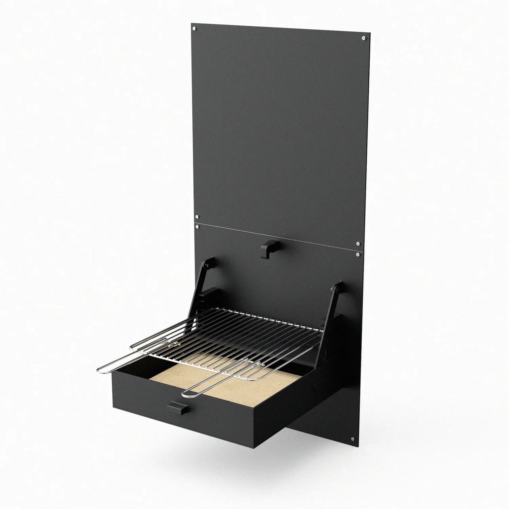Tuozi - Grill Murowany Na Drewno I Węgiel Model Wall Ibbq Z Płytą Ochronną (czarny - 58,5 X 57 X 114 Cm) Nr Kat.: 4200/2