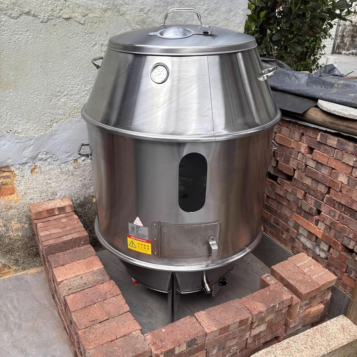 Wędzarnia Grill Beczkowy Dużej Pojemności Wykonany ze Stali Nierdzewnej W Pełni Zmywalny Okrągły Piekarnik Wiszący 360° Z Termometrem i Centralnymi Drzwiczkami Przenośny Grill