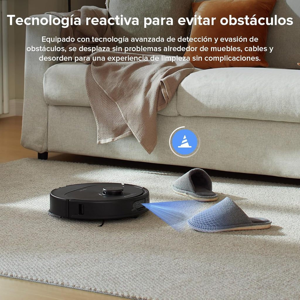 roborock Robot Odkurzający QV 35A Zestaw, 8000Pa Siła ssania, Dwa obrotowe mopy z funkcją podnoszenia, Szczotki zapobiegające plątaniu się włosów, Technologia reaktywna do unikania przeszkód, Nawigacja i mapowanie, Czarny