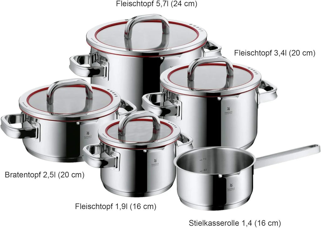 Wmf Function 4 Cookware Set, Metal, Silver, 5 Pieces