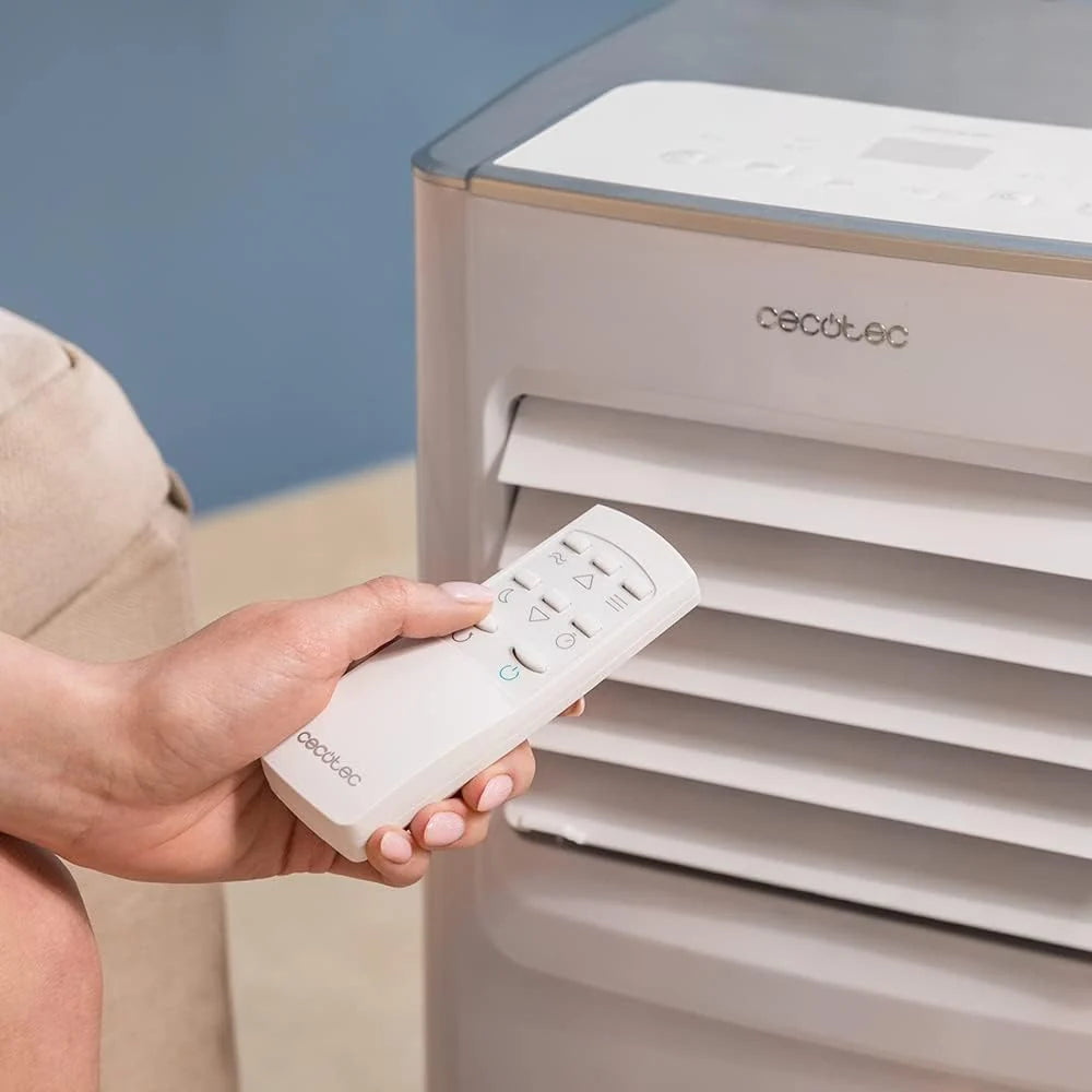 Przenóśny klimatyzator Cecotec z pilotem ForceClima 7100. 7000 BTU, niskie zużycie energii, wyświetlacz LED, 4 tryby, 2 prędkości, zasięg 15-20m2