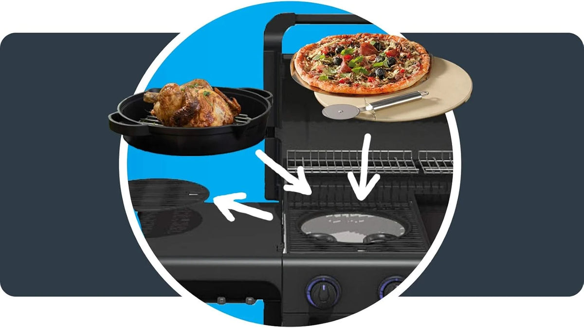 Campingaz Grill gazowy Seria 4 Premium S, grill gazowy z 4 palnikami ze stali nierdzewnej o mocy 13,6 kW, 1 palnik boczny, pokrywa, termometr, InstaClean Aqua, modułowy system kulinarny, kuchenka