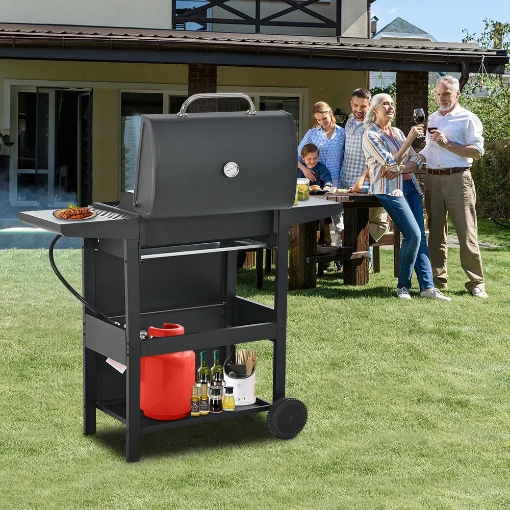 Grill gazowy SEGMART 4-palnikowy ze stali nierdzewnej 2026 – 34 200 BTU, grill ogrodowy/patio z dwoma składanymi półkami i termometrem, idealny na kemping i do gotowania na świeżym powietrzu
