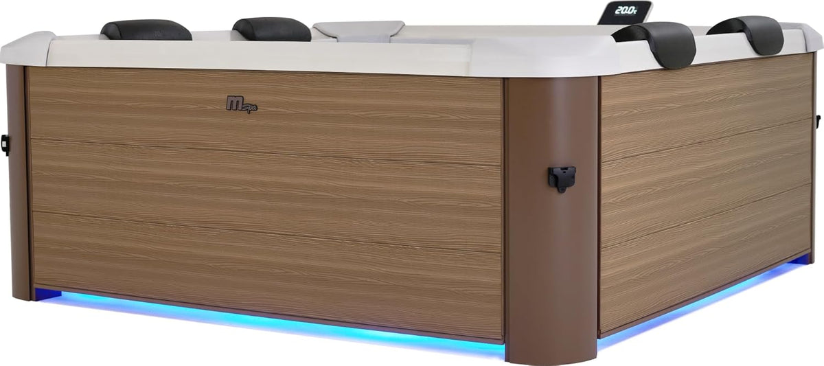 MSPA Whirlpool Oslo Amber – 160 x 160 x 65 cm – Dmuchane jacuzzi dla 6 osób ze 120 dyszami do masażu, 8 dyszami do hydromasażu, ogrzewaniem PTC, oświetleniem LED, dezynfekcją ozonową i pokrywą