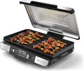 Ninja Sizzle Pro XL grill i płyta grillowa do użytku wewnątrz pomieszczeń z nieprzywierającą ceramiczną płytą grillową, odłączaną pokrywą, pojemnikiem na tłuszcz i książką z przepisami, srebrno-czarny GX101EU