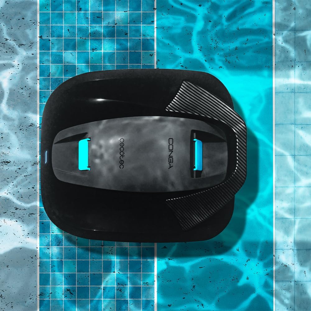 Cecotec Robot do czyszczenia basenu bezprzewodowy Conga Pooldroid 2000 FloorMaster. Czas pracy 100 min, Basen bez pochyłości, do 80m2, Maksymalna głębokość 2,5m, Pojemność 2,5L, Filtr o wysokiej wydajności