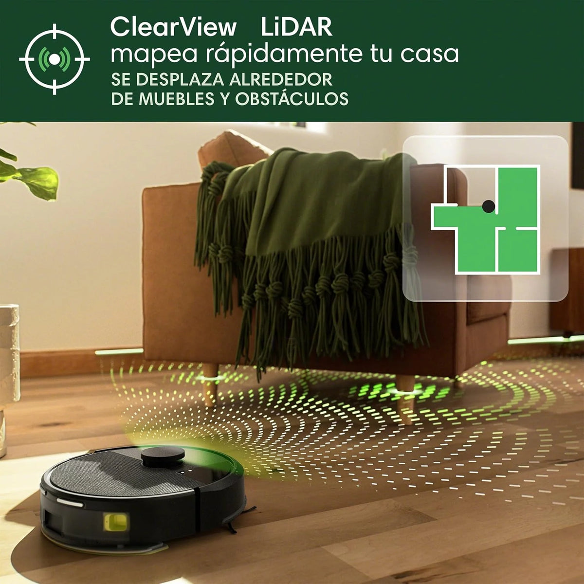 iRobot Roomba 105 Combo y Base AutoEmpty con autovaciado de 75 días, Aspirador y friegasuelos, Clearview LiDAR, 7000Pa,120 mins, SmartScrub, Evita obstáculos,Recarga y reanuda,App, 3 Modos Limpieza_N
