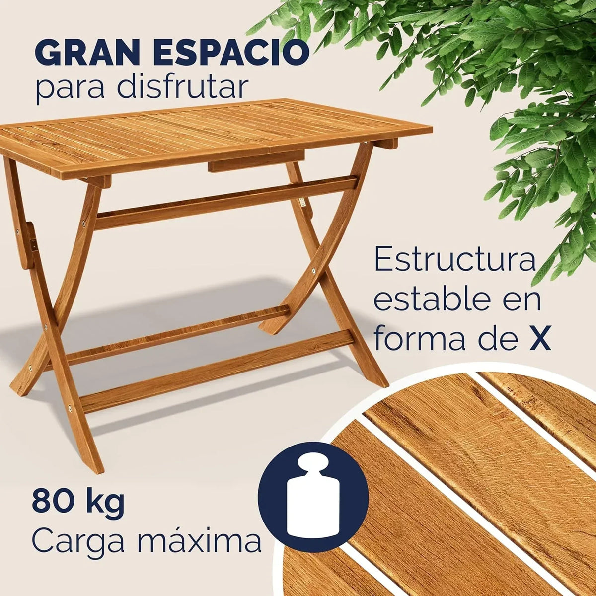 CASARIA® FSC® Zestaw Ogrodowy Stół 4 Krzesła Drewno Akacjowe Jadalnia Patio Taras Balkon Zestaw 5-częściowy Składany Stół Siedziska Podłokietniki Trwały Odporny na Warunki Atmosferyczne 120 x 70 cm