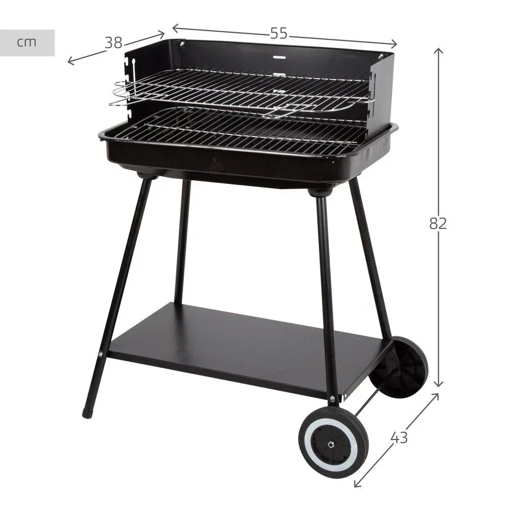 Przenośny Grill Stalowy 55x43x82 cm - Aktive. Czarny