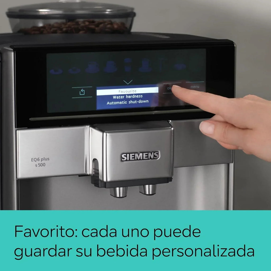 Siemens – Ekspres automatyczny EQ6 plus s500, aromaDouble Shot, autoMilk Clean, ceramDrive, Display CoffeeSelect, Czarny/Inox, TE655203RW