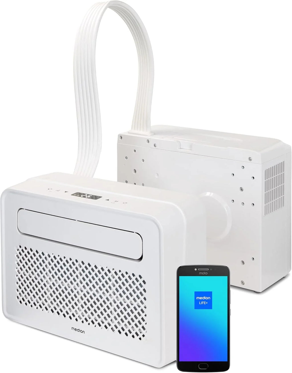 MEDION Smart Split Klimatyzator do przyczepy kempingowej P502 (5000 BTU, 3 w 1, chłodzenie, osuszanie, wentylator, do 12 m², idealny do przyczep kempingowych, kamperów, tryb nocny, WiFi, aplikacja, MD 37735)