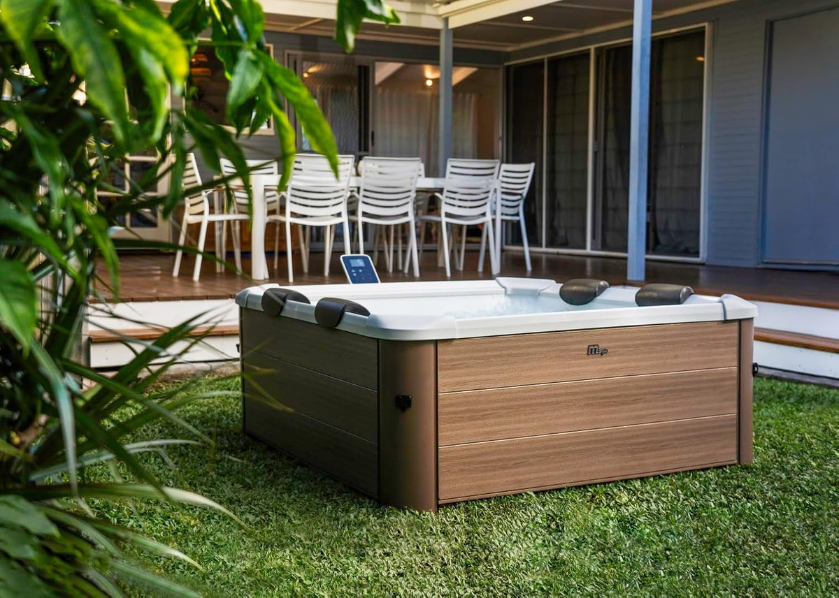 MSPA Whirlpool Oslo Amber – 160 x 160 x 65 cm – Dmuchane jacuzzi dla 6 osób ze 120 dyszami do masażu, 8 dyszami do hydromasażu, ogrzewaniem PTC, oświetleniem LED, dezynfekcją ozonową i pokrywą