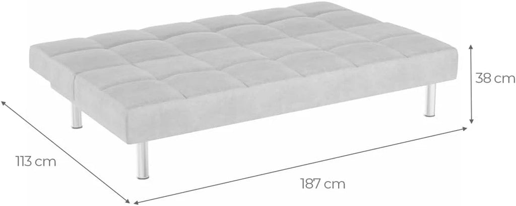 Mattfy - Sofa Rozkładana Clic Clac 3-osobowa Model Milos, Nowoczesny Design, Praktyczna i Funkcjonalna, Wykończenie w Kolorze Szarym