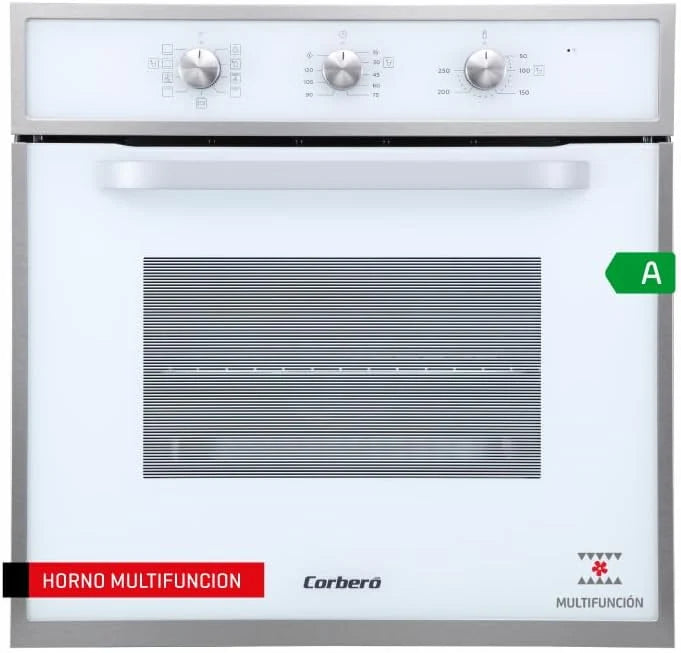 Corbero - Piekarnik wielofunkcyjny hydrolityczny 65 l | CCHM703W | Czyszczenie hydrolityczne | 8 programów | (dł.)59,5 x (szer.)59,5 x (wys.)57,5 cm | Oświetlenie wnętrza | Podwójne szklane drzwi | Moc 3000 W | Kolor biały z profilem inox