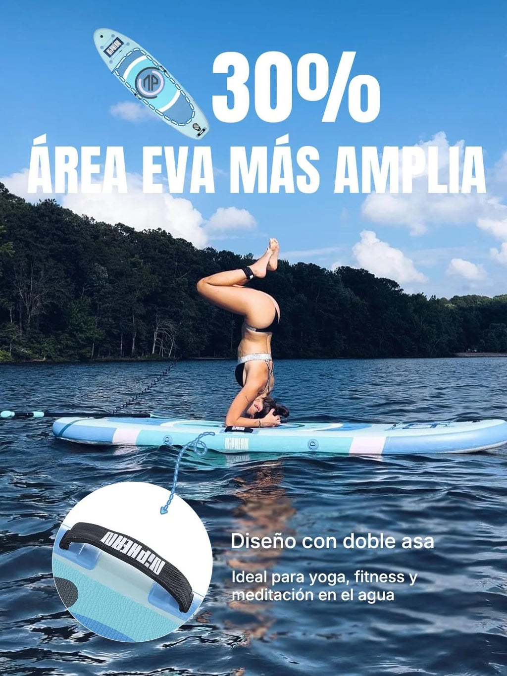 Niphean Pompowana deska SUP, deska do paddleboardingu 305 cm ze statecznikami dla początkujących i wytrzymałymi akcesoriami, deska SUP dla dorosłych, wszechstronna deska do Stand Up Paddle i jogi