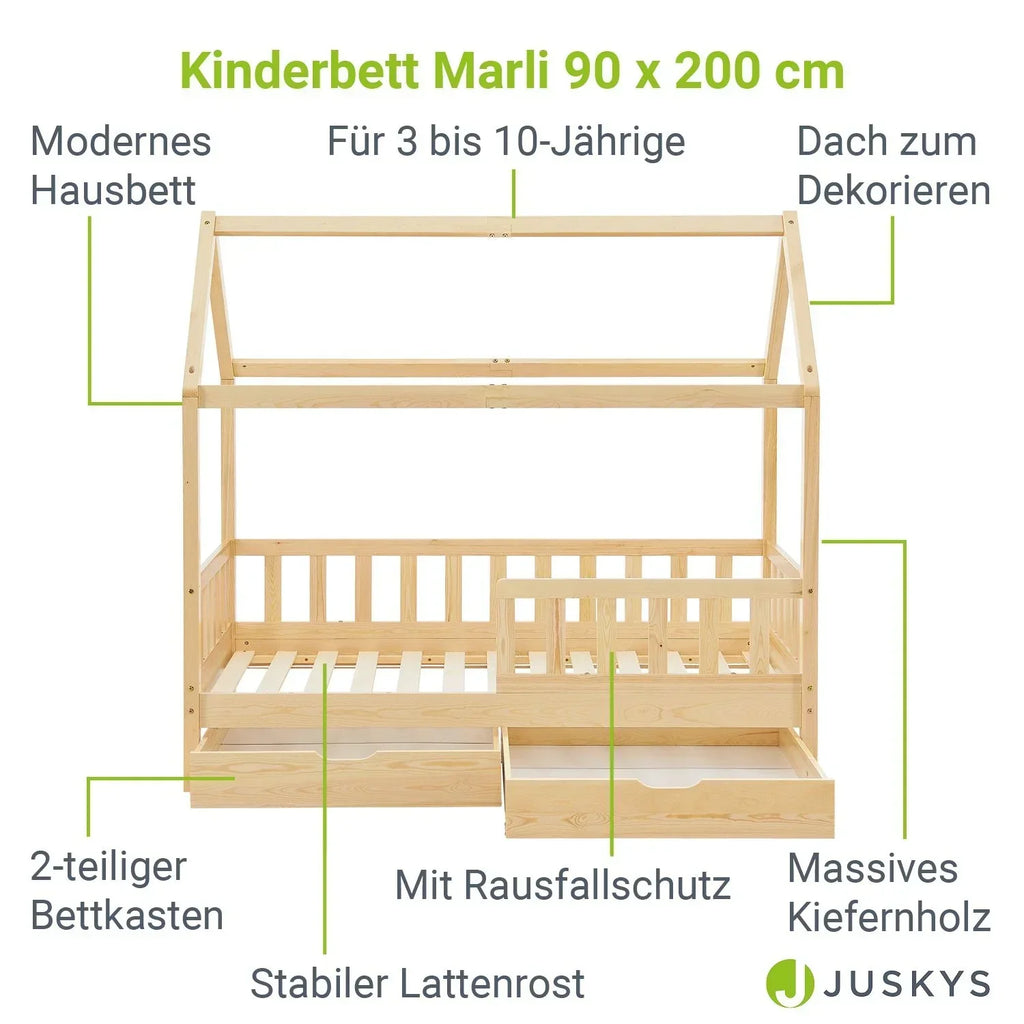 2026 Łóżko dziecięce Marli 90 x 200 cm z szufladami do przechowywania