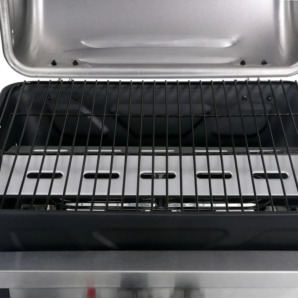 Przenośny Grill Gazowy Ze Stolikiem 3 Półki Czarno-Srebrny Vidaxl