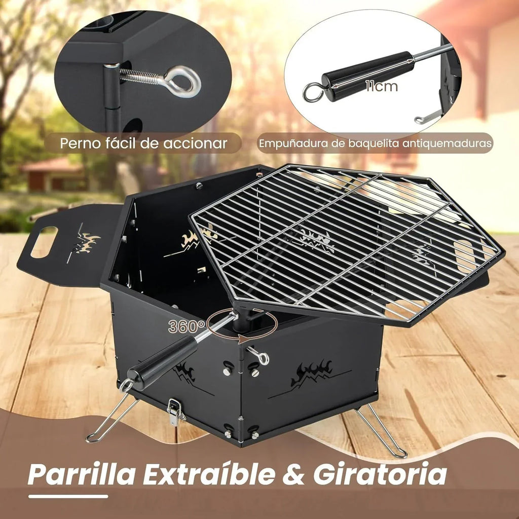 Barbacoa Carbon Grande Grill Węglowy I Na Drewno Z Składanym Korpusiem I Nóżkami Costway 77 X 74 X 38 Cm