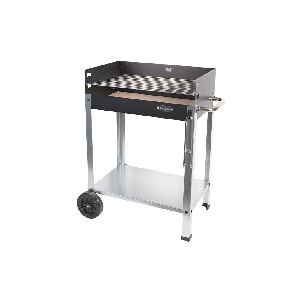 Cofan Grill Węglowy Na Kółkach | Regulowany Ruszt | Z Ogniotrwałą Cegłą I Bocznym Uchwytem | Łatwy Transport | Duża Powierzchnia Grillowania | Wymiary: 56,7 X 36 X 83 Cm