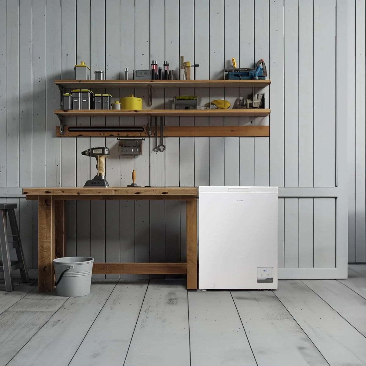 Cecotec Congelador Horizontal Bolero CoolMarket Chest 142 White E, Pojemność 142 l, Tryb Inverter Plus, Dual Function, Funkcja szybkiego zamrażania, Wewnętrzny kosz, Elektroniczne sterowanie, Klasa E