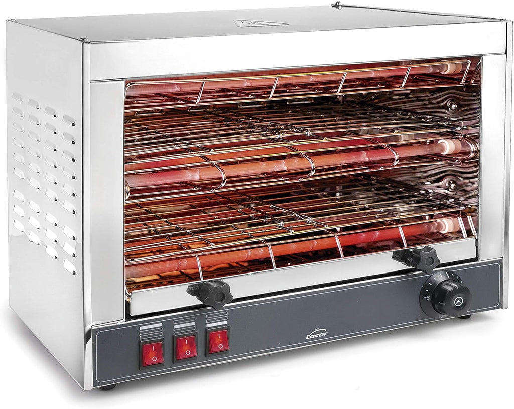LACOR 69173 Poziomy Opiekacz Elektryczny z Podwójnym Rusztem, Szary, 3600 W