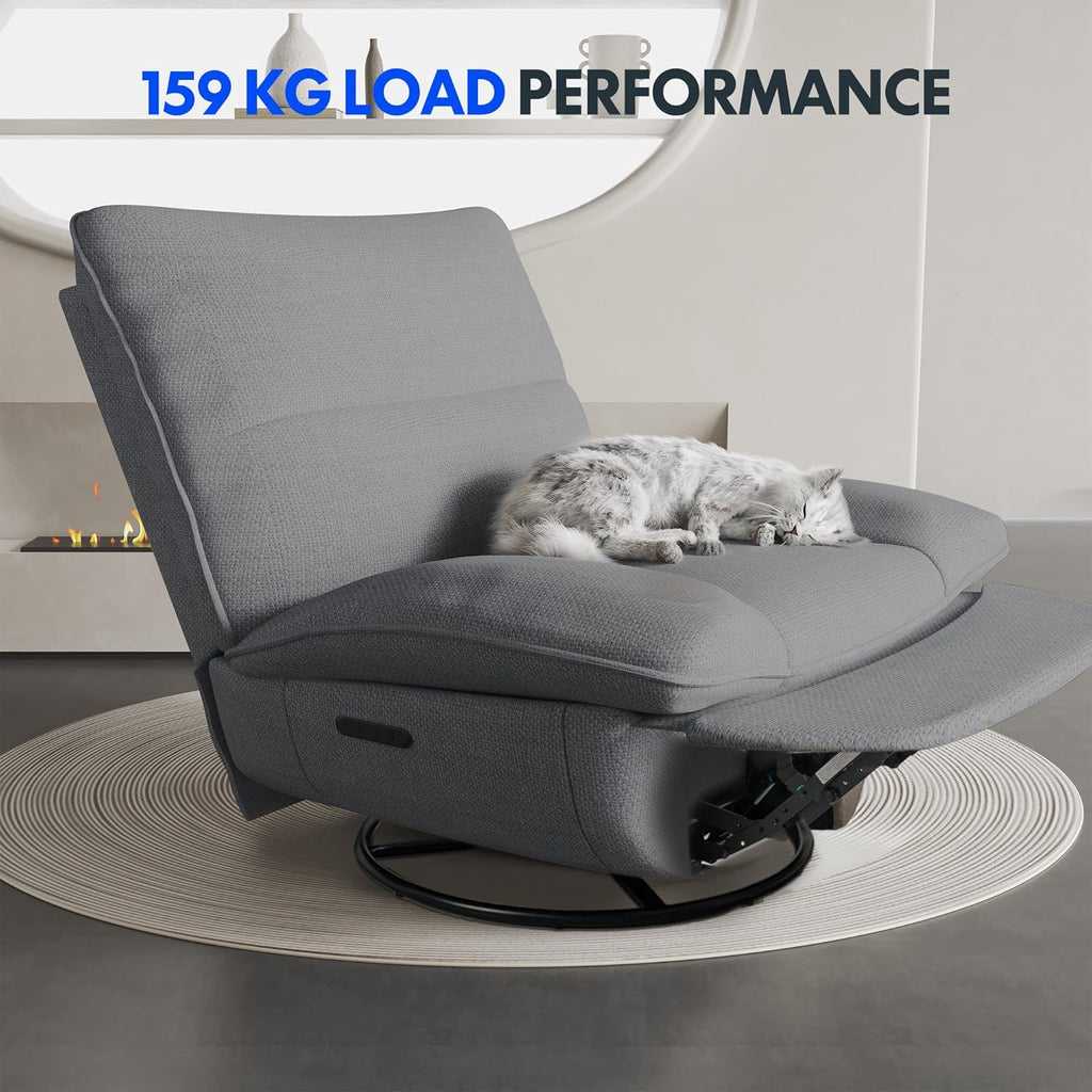 FLEXISPOT XC6 Fotel Relaxacyjny, Obrotowa Kanapa z Funkcją Bujania, Fotel TV z Regulowanym Oparciem, Rozkładany Fotel do Sypialni, Salonu i Kina Domowego (Beżowy)