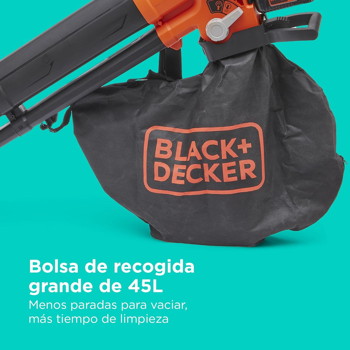 BLACK+DECKER Dmuchawa, odkurzacz i rozdrabniacz do liści 36 V, akumulatorowa, z workiem na liście 45 L i akumulatorem litowym 2,5 Ah, BCBLV3625L1-QW