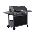 Grill gazowy Edmond czarny - 6 palników + 1 palnik boczny | Sweeek
