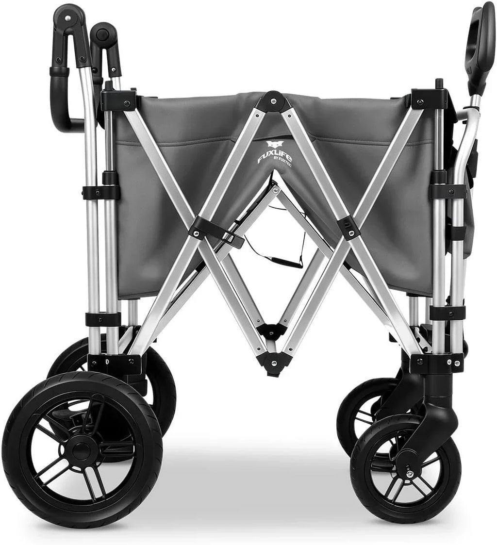 FUXTEC FX-CTL900 Premium szary, oryginalny wózek składany dla dzieci, idealny do ogrodu, na plażę lub do miasta, pchanie lub ciągnięcie, obciążenie do 75 kg.