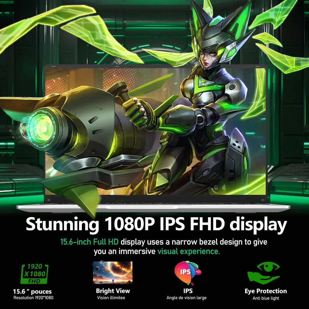 Laptop 15,6 cala, PC przenośny Celeron N4000 8GB LPDDR4 256GB SSD, Notebook 1920*1080 IPS FHD Ekran, Laptopy Mini HDMI Laptop Win 11 Pro Karta TF USB 3.0 Komputer