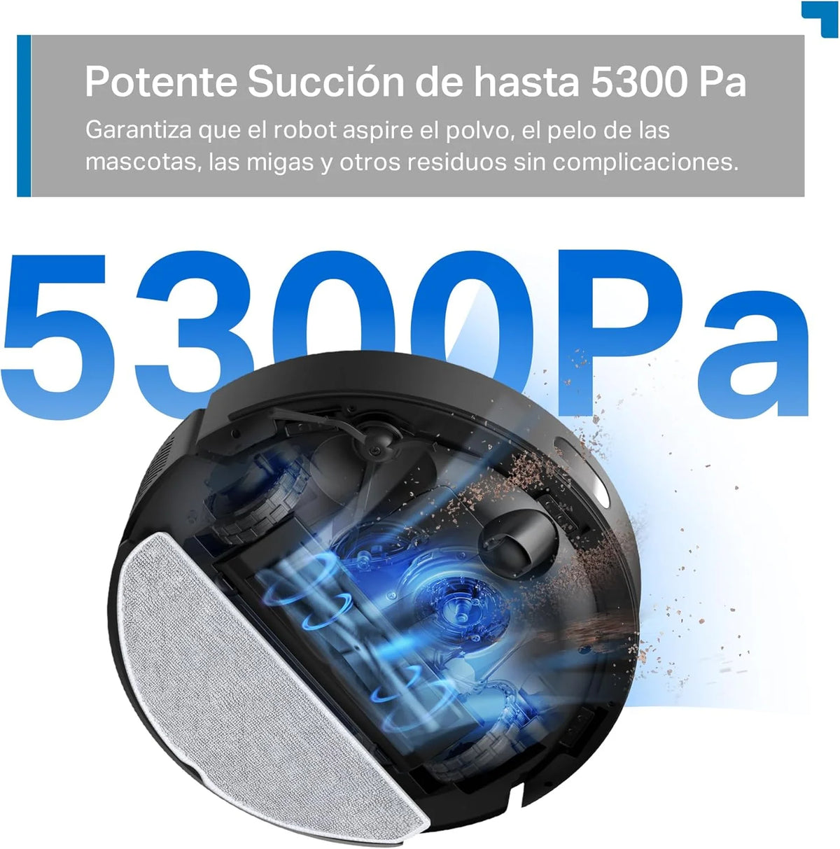 Tapo RV30 MAX Plus Robot Aspirador, Ultra Wysoka Siła Ssania 5300 Pa z Funkcją Mopa, Stacja Opróżniająca 3 l, Zaawansowana Nawigacja LiDAR+IMU, Sterowanie Głosowe i z Aplikacji, Czarny