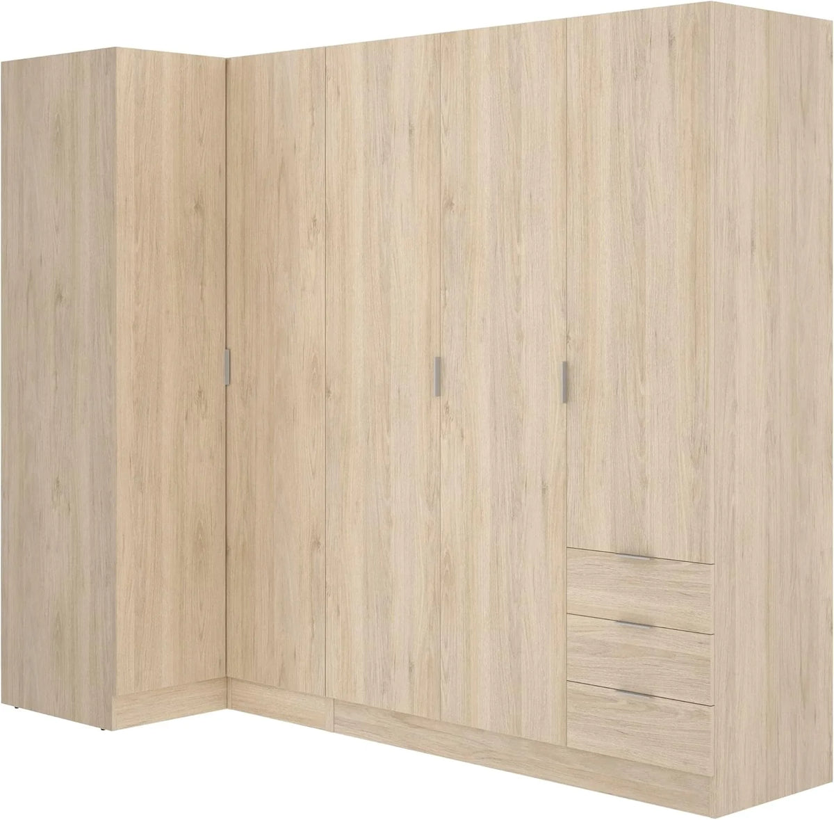 DEKIT GRUPO RIMOBEL Essen Szafa narożna z szufladami - Dąb Naturalny - 184 cm (wys.) x 91 cm (szer.) x 214 cm (gł.)