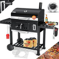 KESSER® Grill węglowy z wózkiem z pokrywą, kółkami, uchwytem ze stali nierdzewnej | Grillowanie i termometr Węgiel duży grill BBQ kemping taras ogród XXL czarny