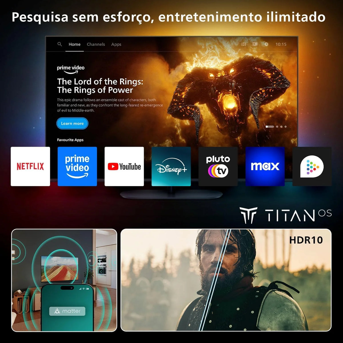40PFS6000 HD LED Smart TV – Telewizor 40 cali z Pixel Plus, systemem Titan OS i dźwiękiem Dolby Digital – Działa z asystentami Alexa i Google Voice