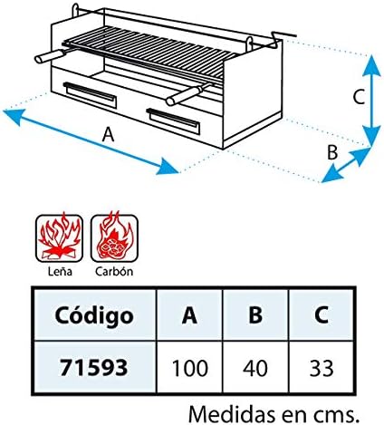 Imex El Zorro 71593 - Szuflada do grilla z podnośnikiem i rusztem INOX 100x40x32 cm.
