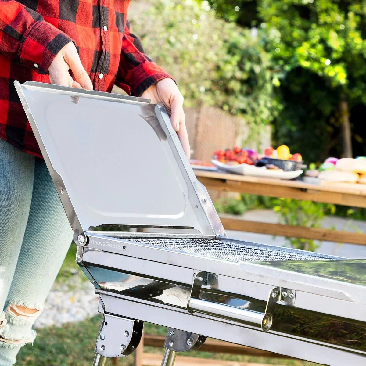 Składany Grill Węglowy Ze Stali Nierdzewnej Innovagoods Stal Nierdzewna Stal