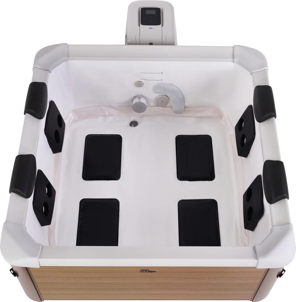 MSPA Whirlpool Oslo Amber – 160 x 160 x 65 cm – Dmuchane jacuzzi dla 6 osób ze 120 dyszami do masażu, 8 dyszami do hydromasażu, ogrzewaniem PTC, oświetleniem LED, dezynfekcją ozonową i pokrywą