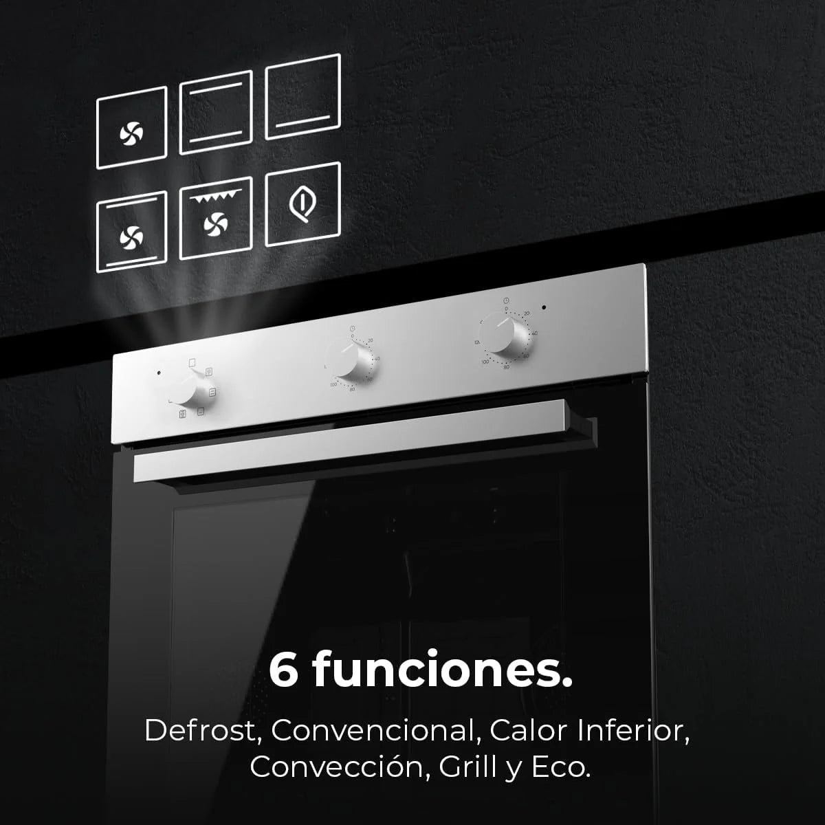 Piekarnik do zabudowy Cecotec Multifunción 70L Bolero Hexa M236000 Line Time. 2800W, 6 funkcji, timer, Steam Base XXL, Steam Assist, Steam EasyClean, wentylator chłodzący, tryb rozmrażania, Eco, konwekcja