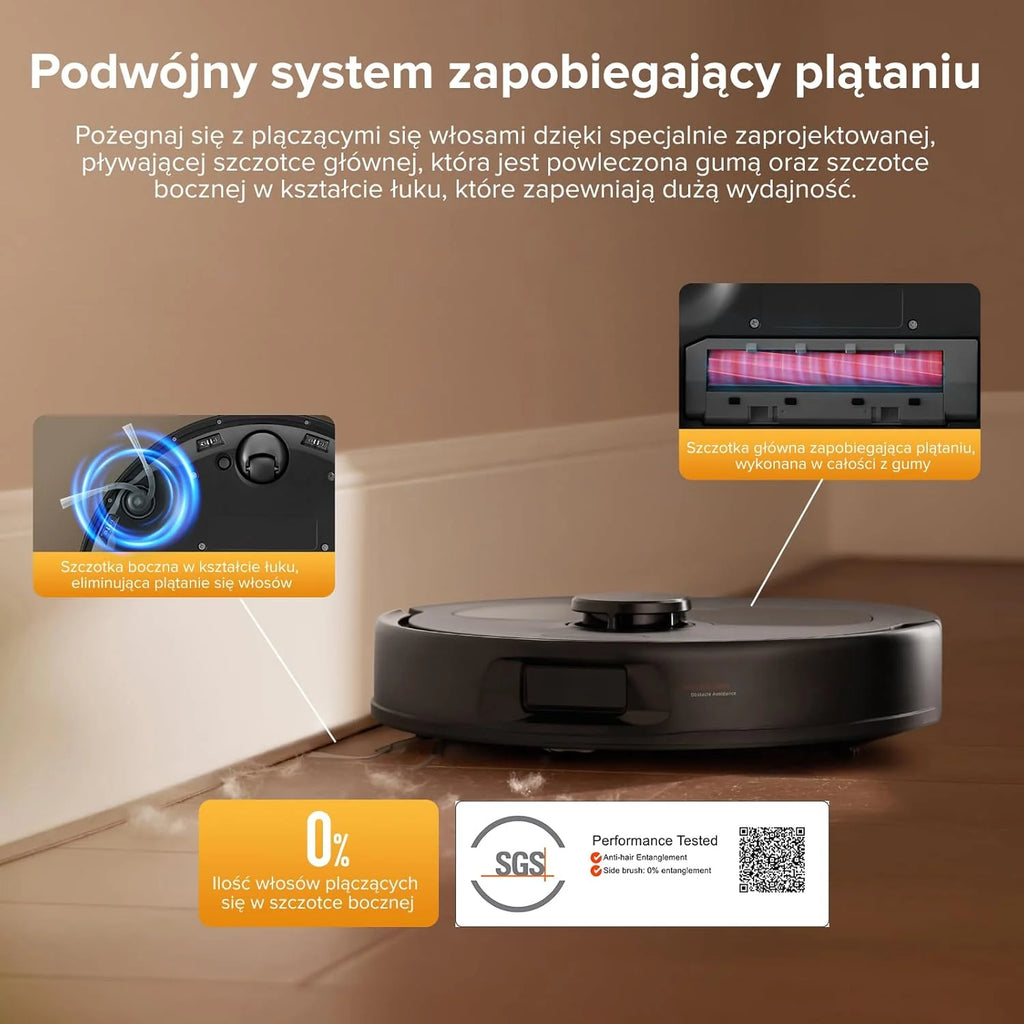 Roborock Q Revo, robot odkurzający, 8000Pa HyperForce, wielofunkcyjna stacja dokująca, mop obrotowy 200 obr./min z podnośnikiem 10 mm, zapobieganie splątaniu, unikanie przeszkód, mapowanie