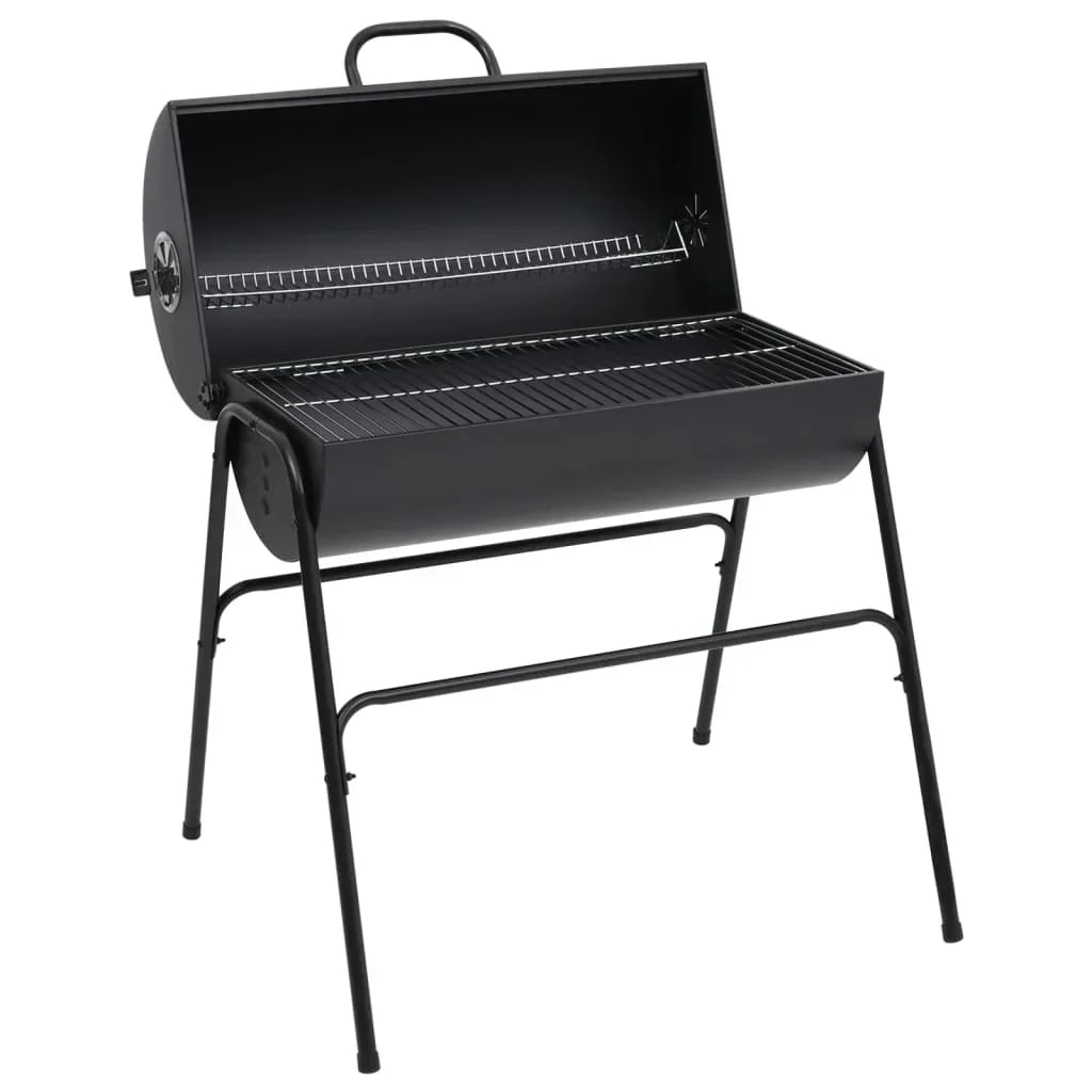 2026 Czarny grill z 2 rusztami do gotowania – Przenośny grill ze stali o wymiarach 80x95x90 cm