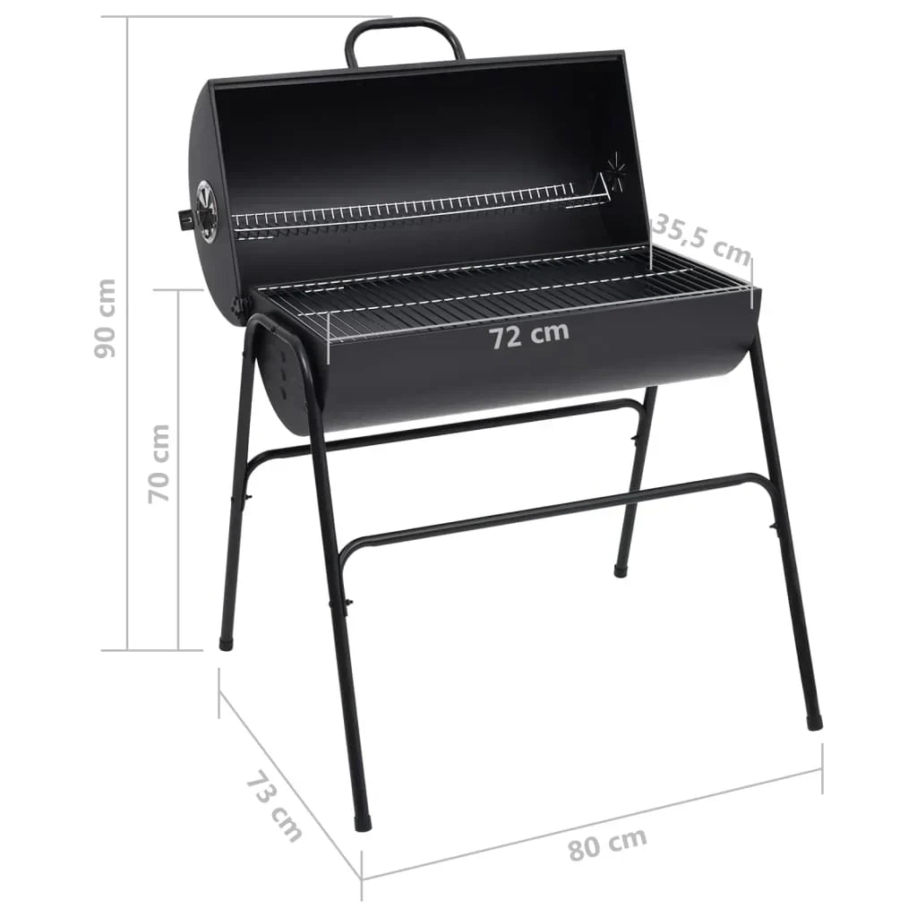 2026 Czarny grill z 2 rusztami do gotowania – Przenośny grill ze stali o wymiarach 80x95x90 cm