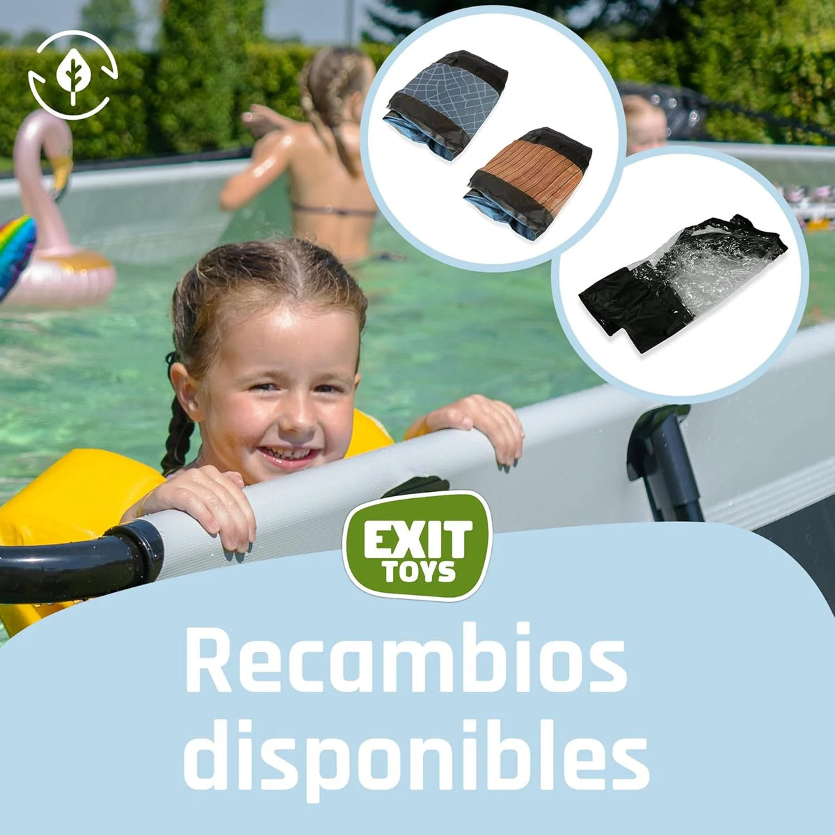 EXIT Toys Basen Drewniany z Daszkiem Przeciwsłonecznym - 220x150x65cm - Kompaktowy Basen Stelażowy Prostokątny z Pompą Kartuszową - Optymalna Ochrona UV - Łatwy Dostęp - Unikalny Design - Brązowy