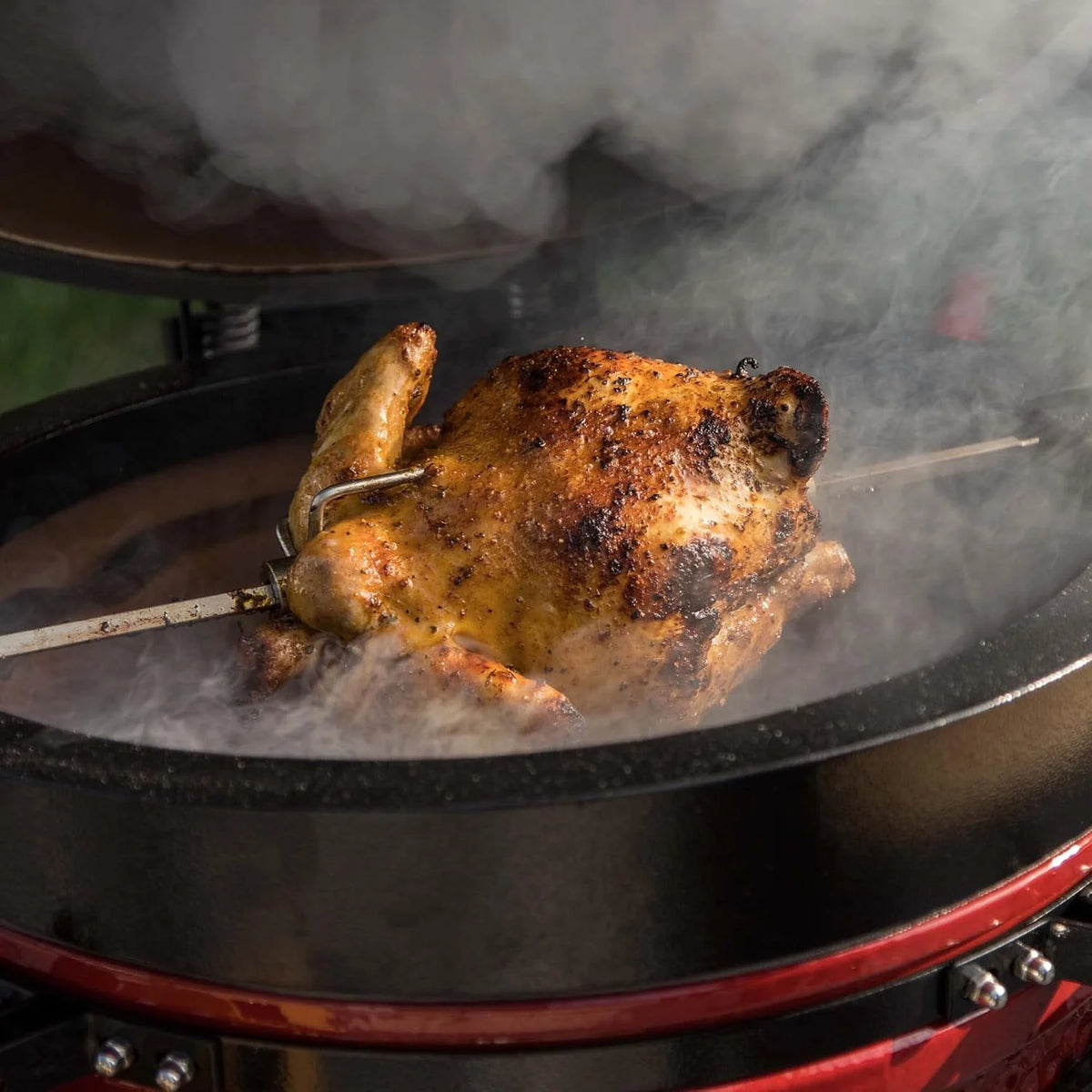 Kamado BONO BBQ - Wielki grill XXL z 10 akcesoriami - Ø 59 cm Kamado Grill z Akcesoriami - Czerwony grill wędzarniczy na taras, balkon lub do ogrodu