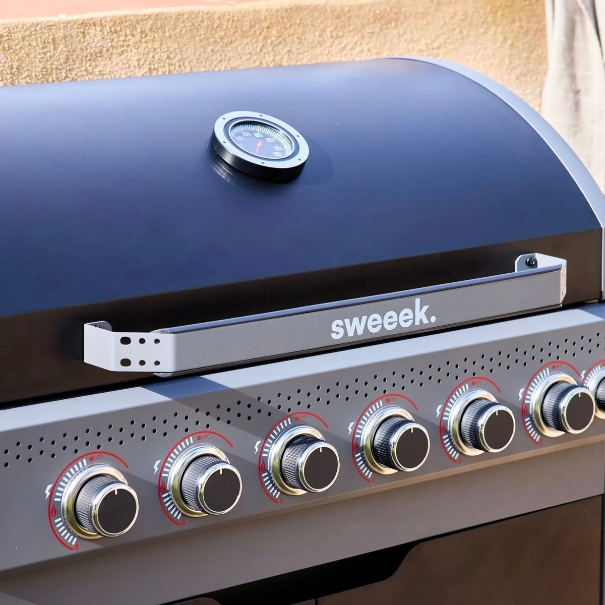 Grill gazowy Edmond czarny - 6 palników + 1 palnik boczny | Sweeek
