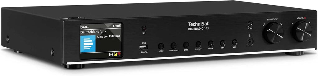 TechniSat DIGITRADIO 143 (V3) - Tuner HiFi radia internetowego (radio cyfrowe DAB+, strumieniowanie audio przez Bluetooth, Spotify Connect, antena w zestawie, pilot zdalnego sterowania, szerokość 43,5 cm)