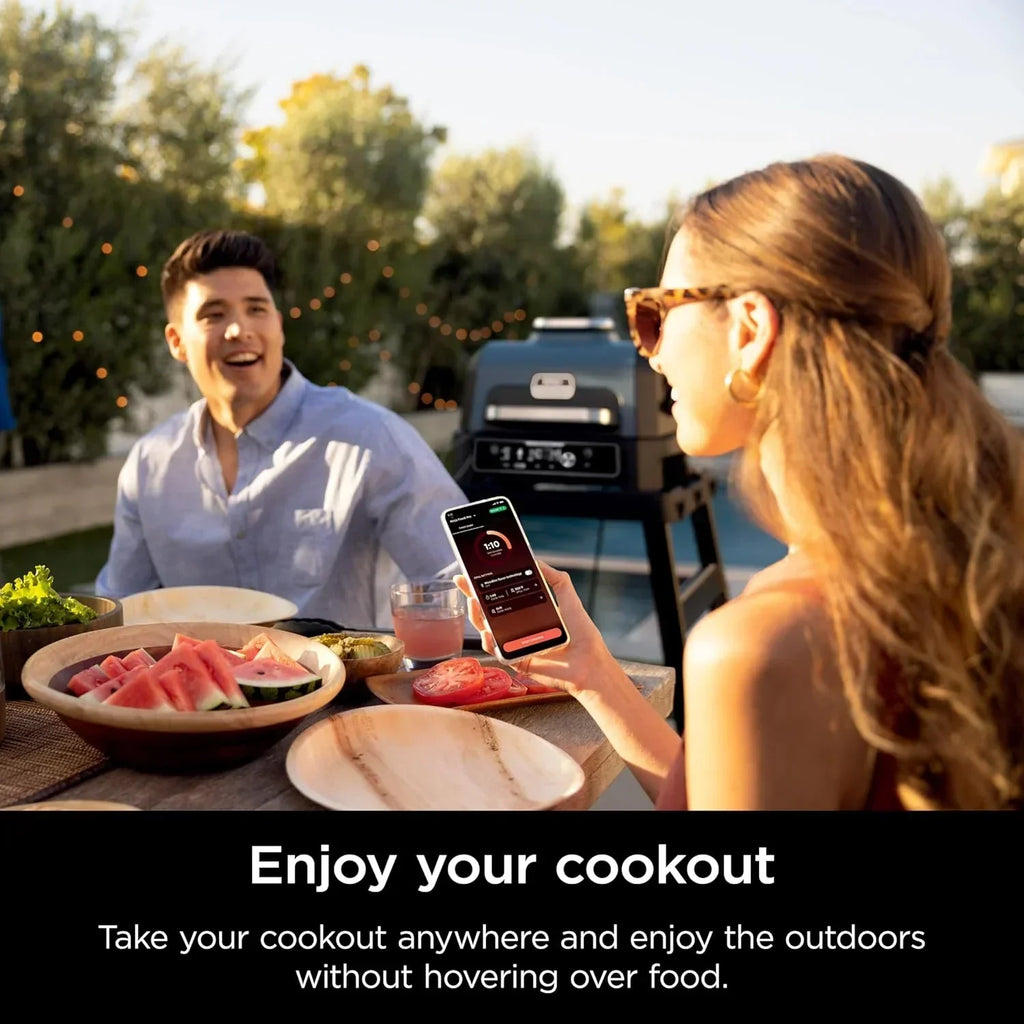 Ninja Woodfire Pro XL Grill i Wędzarnia Zewnętrzna, termometr, master grill 4 w 1, grill wędzarniczy, zewnętrzna frytownica powietrzna, piekarnik, przenośny, grill elektryczny, ciemnoszary, model OG850, 2026